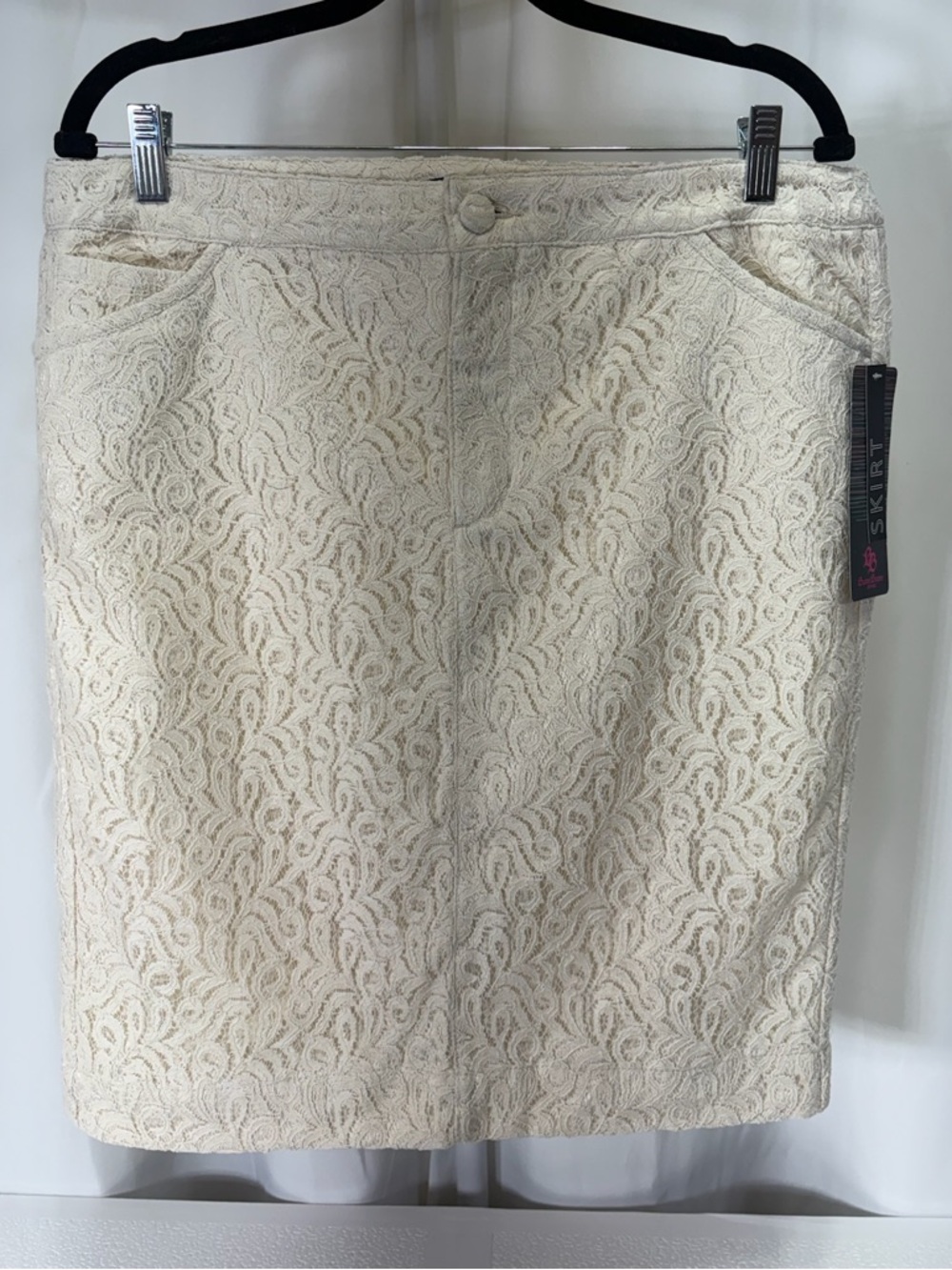 Boom Boom Jeans Cream Lace Pencil Skirt 2829